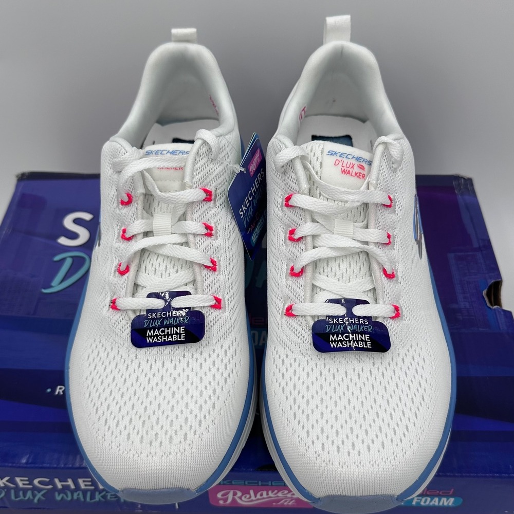 Skechers D'Lux Walker Sneakers Womens 9.5 White Blue Infinite Motion 149368 NEW - Picture 6 of 12